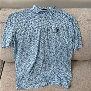 FootJoy Blue and White Patterned Polo Shirt TPC Jasna Polana country club logo